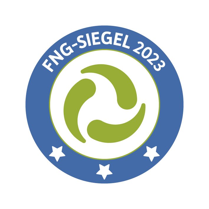 Das Logo des FNG-Siegel 2023, eines der wichtigsten Nachhaltigkeitssiegel für Finanzprodukte im deutschsprachigen Raum.